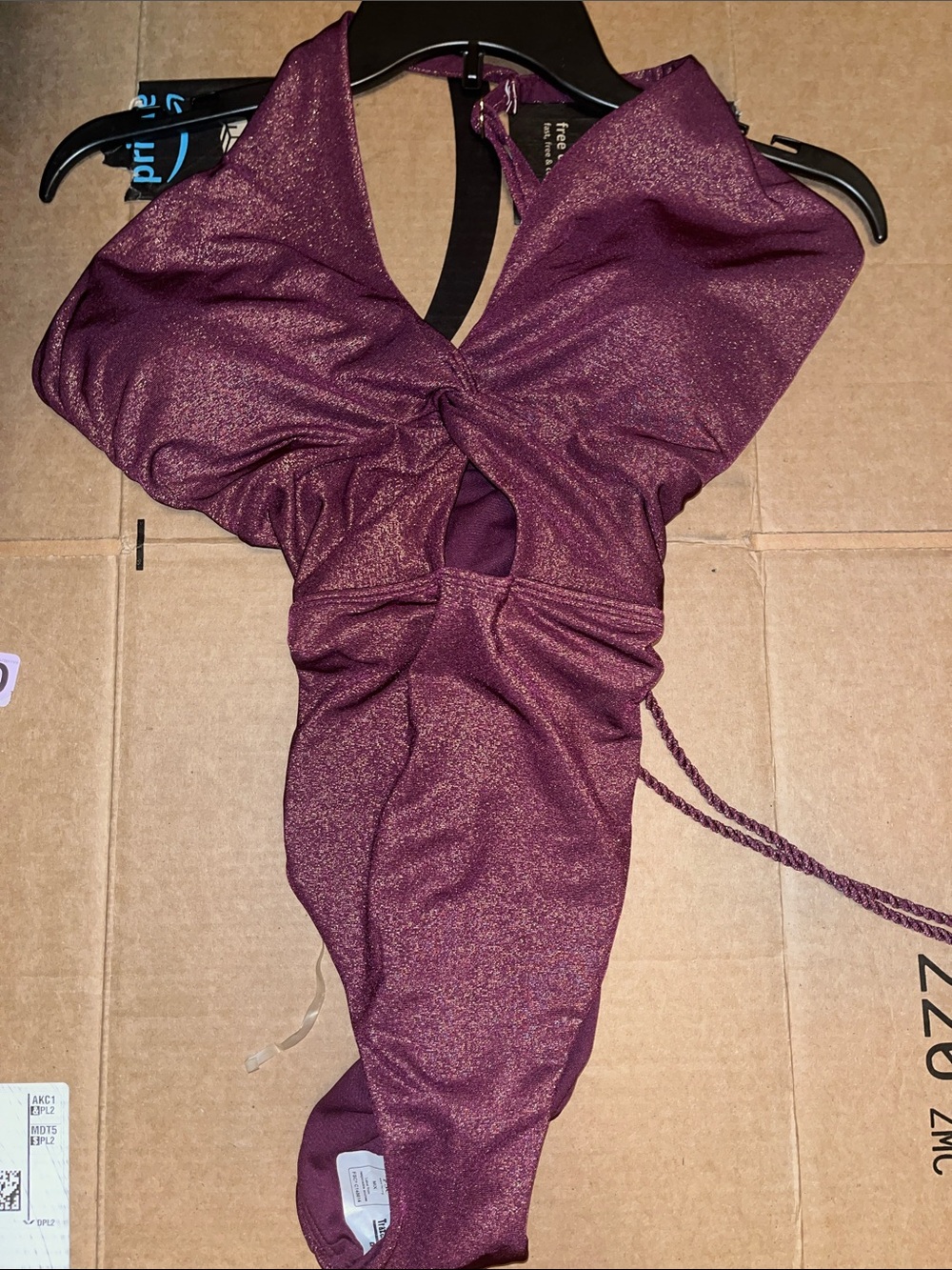 Time and Tru Metallic Plum Twist One-Piece Swimsuit